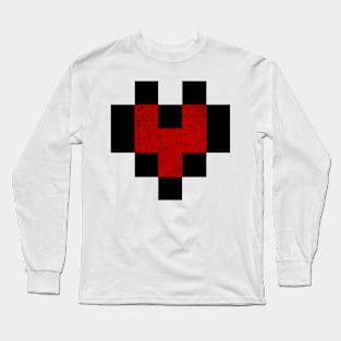 Pixel Heart Distressed Long Sleeve T-Shirt